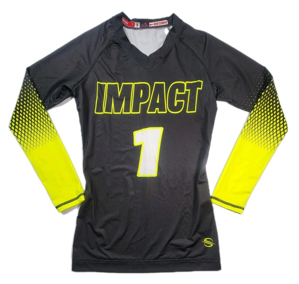 ProSphere Impact Jersey Mens Small Black Neon Yellow Long Sleeve Athletic #1