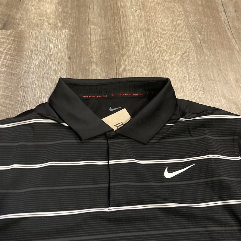 Nike Golf Tiger Woods Collection Striped Polo DR5318 010 Black White Red Sz XL gallery