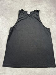 VTG Speedo Tank Top Mens XL Black Embroidered Logo Made USA 100% Cotton Athletic