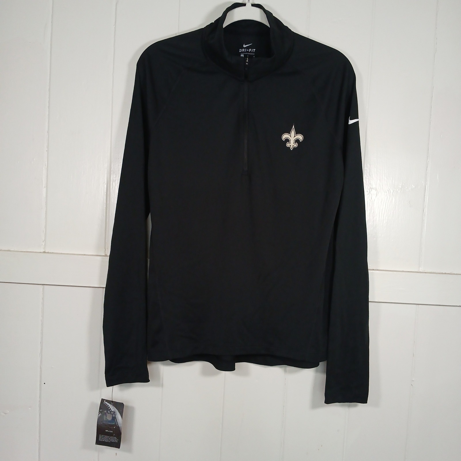NEW Nike New Orleans Saints Mens Dri-FIT Quarter Zip Pullover Black Large 925637 gallery