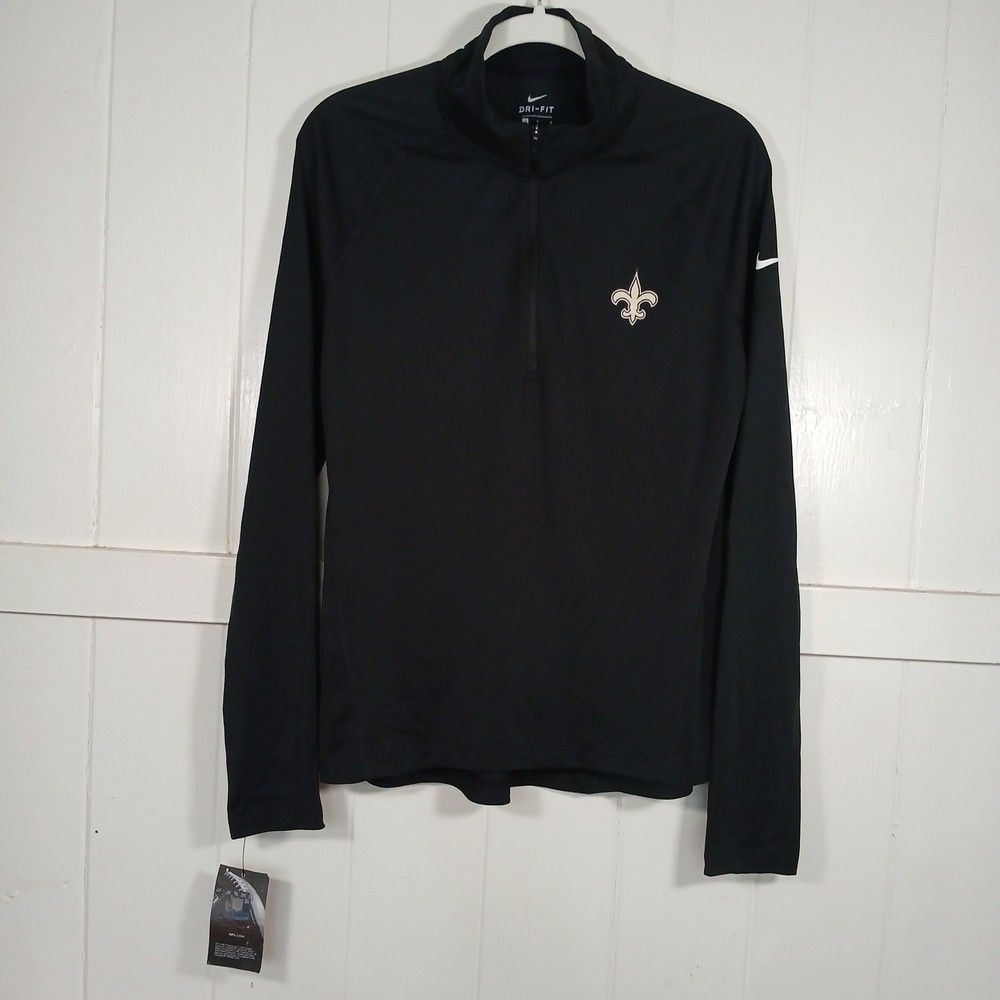 NEW Nike New Orleans Saints Mens Dri-FIT Quarter Zip Pullover Black Large 925637