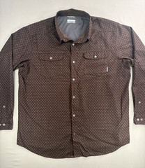 Columbia Shirt Mens XL Long Sleeve Brown OmniWick Geometric Print Hiking Fishing