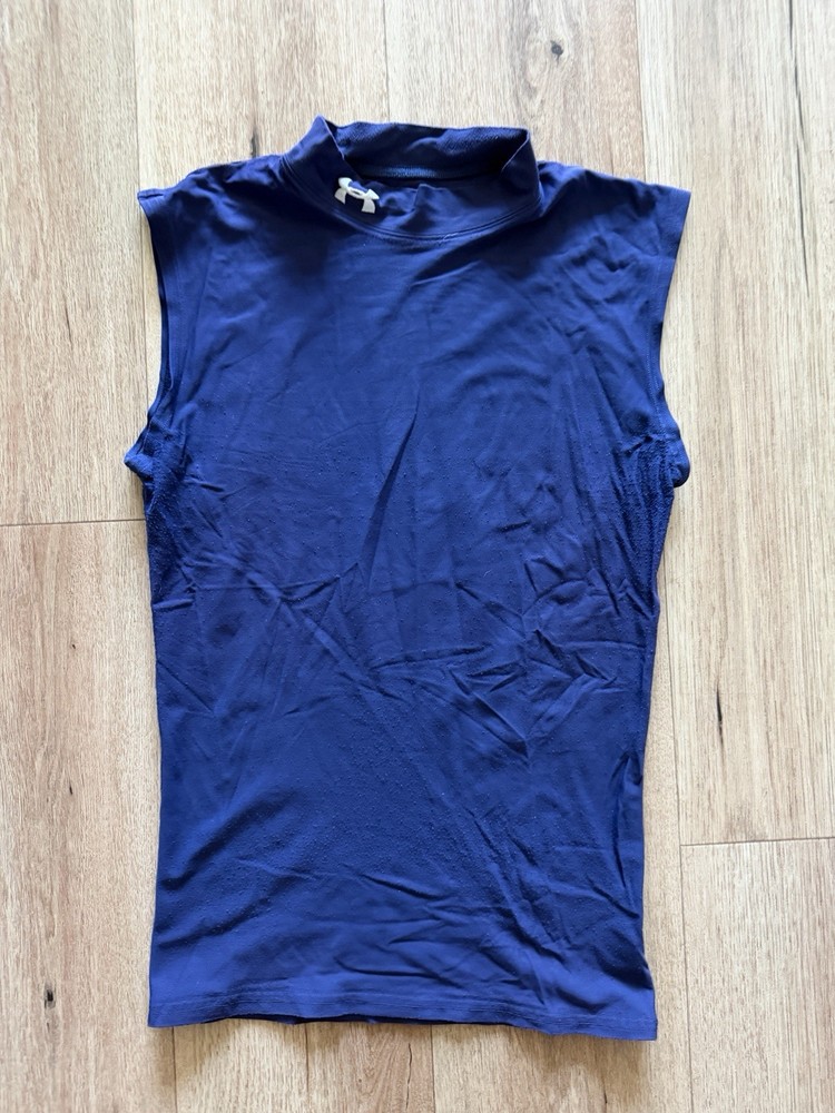 Under Armour Base Layer Men Sleeveless Navy Gym Soccer Running Yoga Hiking M