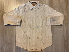 Louis Vuitton Blason Embellished Long-Sleeved Corduroy Shirt light beige sz M