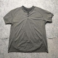 Lululemon Metal Vent Tech Henley Shirt Mens XL Gray Short Sleeve Running Top