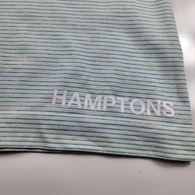Lululemon Shirt Mens Medium Blue Green Stripe Hamptons Skull Athletic Tee Top gallery
