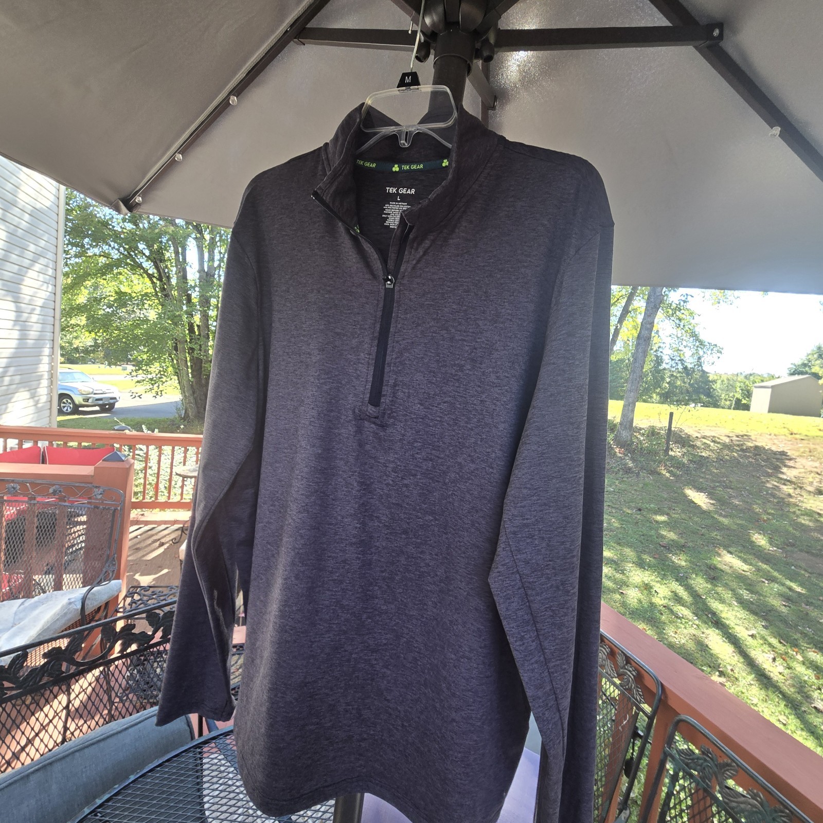 NWT Tech Gear Men's Long Sleeve 1/4 Zip Gray Mock Neck Active Wear Size Large gallery