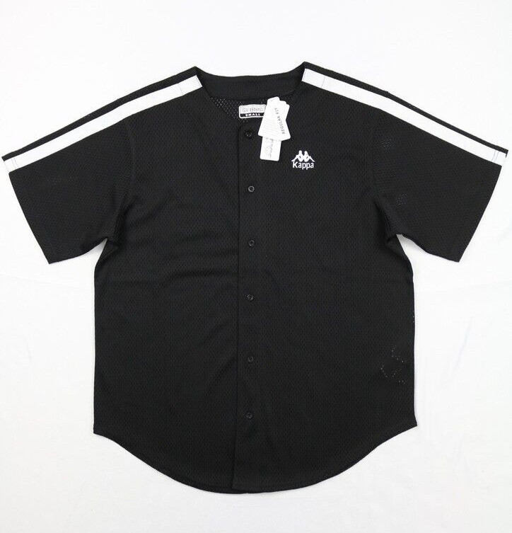 Kappa Authentic Tiago Mens Button Front Jersey Shirt Black White S Striped Mesh gallery