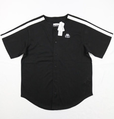 Kappa Authentic Tiago Mens Button Front Jersey Shirt Black White S Striped Mesh
