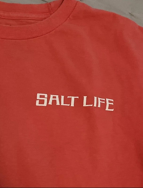 EUC Salt Life Mens Tee Shirt Orange Sz Medium Swordfish Boat Short Sleeves gallery