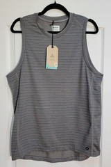 Prana Mission Trails Tank Top Men’s Small Grey Stripe Shirt Outdoor Hiking NWT