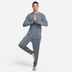 Men’s L Tall 🔥 Nike Heather Gray Long Sleeve Drifit Crew Neck Yoga Top Relaxed