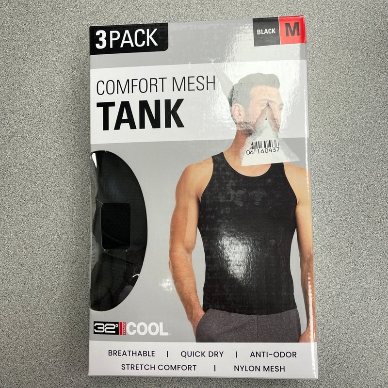 NEW 32 Degrees Cool Mens Size M Comfort Mesh Tank Top 3 Pack Black Medium gallery