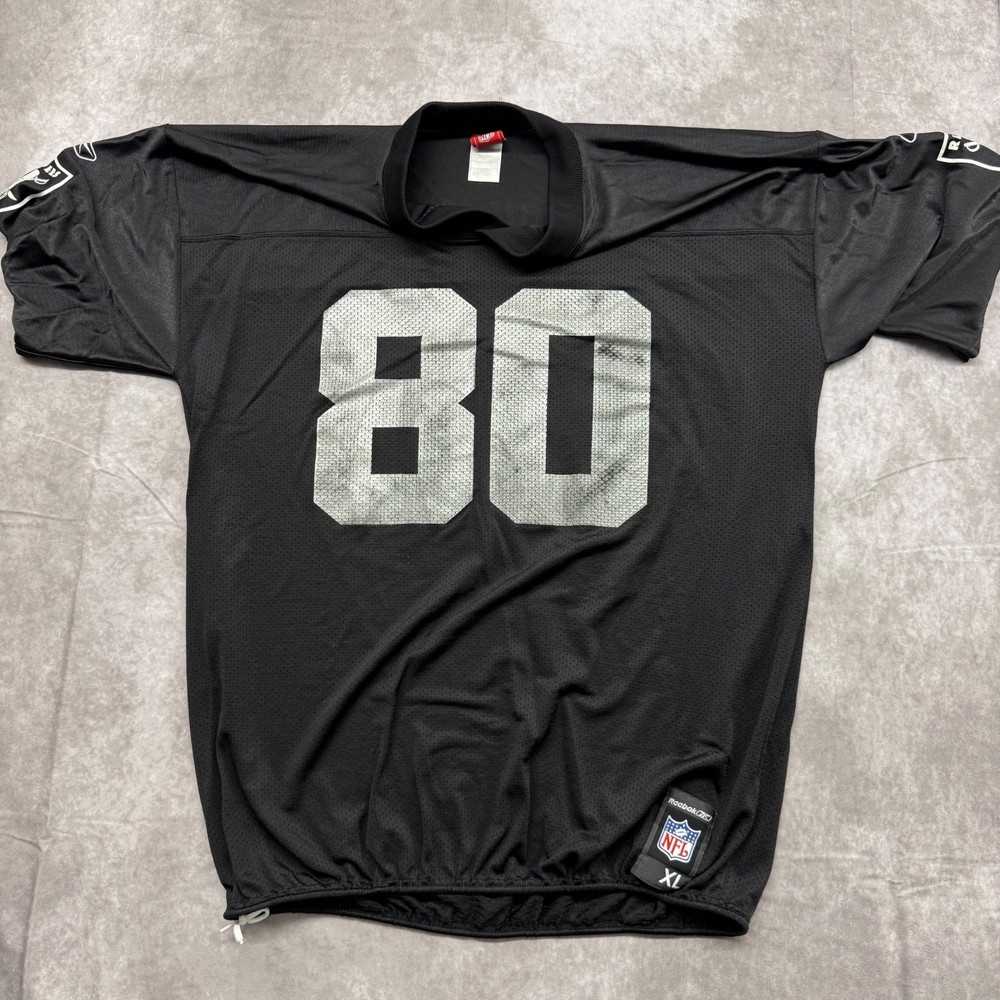 Vintage Reebok NFL Oakland Raiders Jerry Rice 80 Jersey Black Mesh Size XL