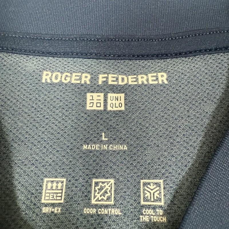 Uniqlo Shirt Mens Large Blue Roger Federer Dry EX 1/4 Zip Tennis Athletic Top gallery