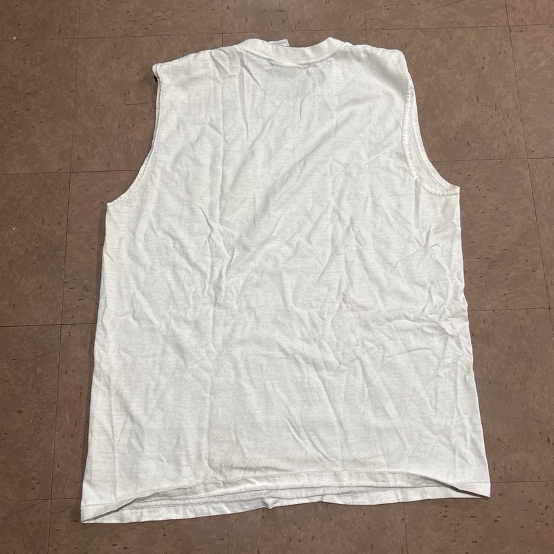 Vintage Nike Sleeveless T-shirt Mens M White Cut Off Swoosh Basketball Essential gallery