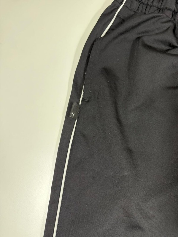 Puma Track Pants Black L Elastic Waistband Cuffs Polyester Drawstring Solid gallery