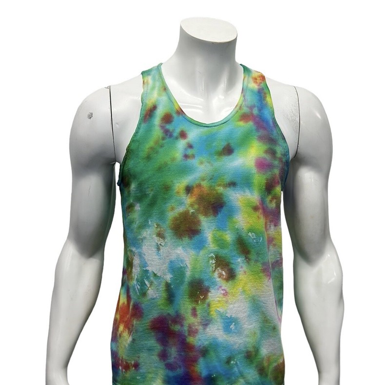 Russell Athletic Multi Color Tye Dye Rainbow Workout Tank Top Made in USA MD gallery
