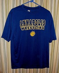 ANNAPOLIS WRESTLING activewear shirt by A4. MEN’S MEDIUM M. DARK BLUE YELLOW &