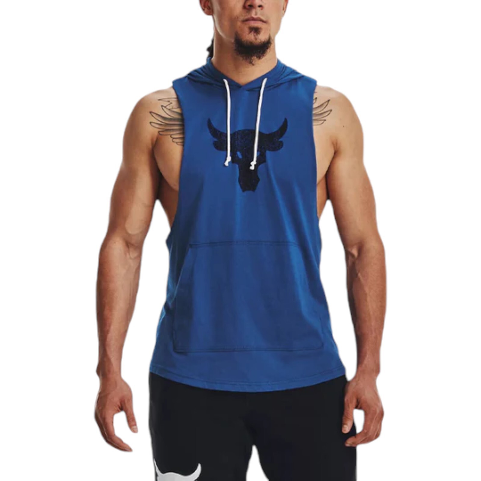 Under Armour Project Rock BSR Bull Sleeveless Hoodie Men's Size Small Blue gallery