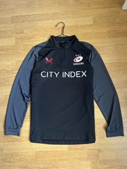 Castore Saracens Rugby 1/4 Zip Training Top Pullover Black Grey Mens Size M