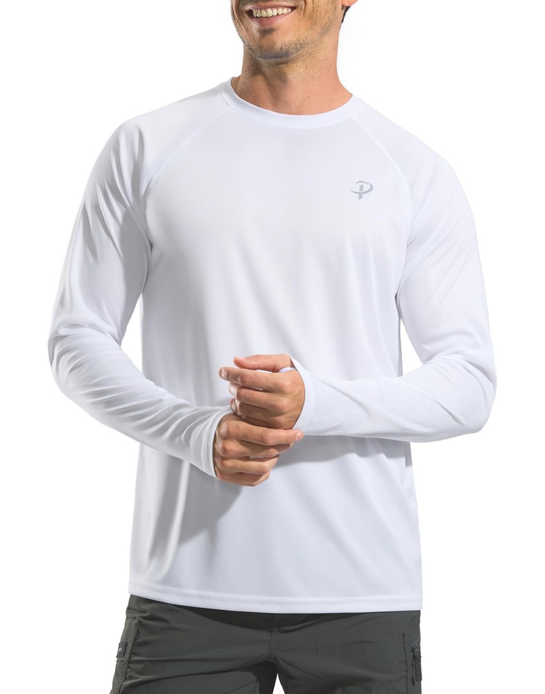Mens Sun Protection Shirts UV SPF T-Shirts UPF 50+ Long Sleeve Rash Guard Fis...
