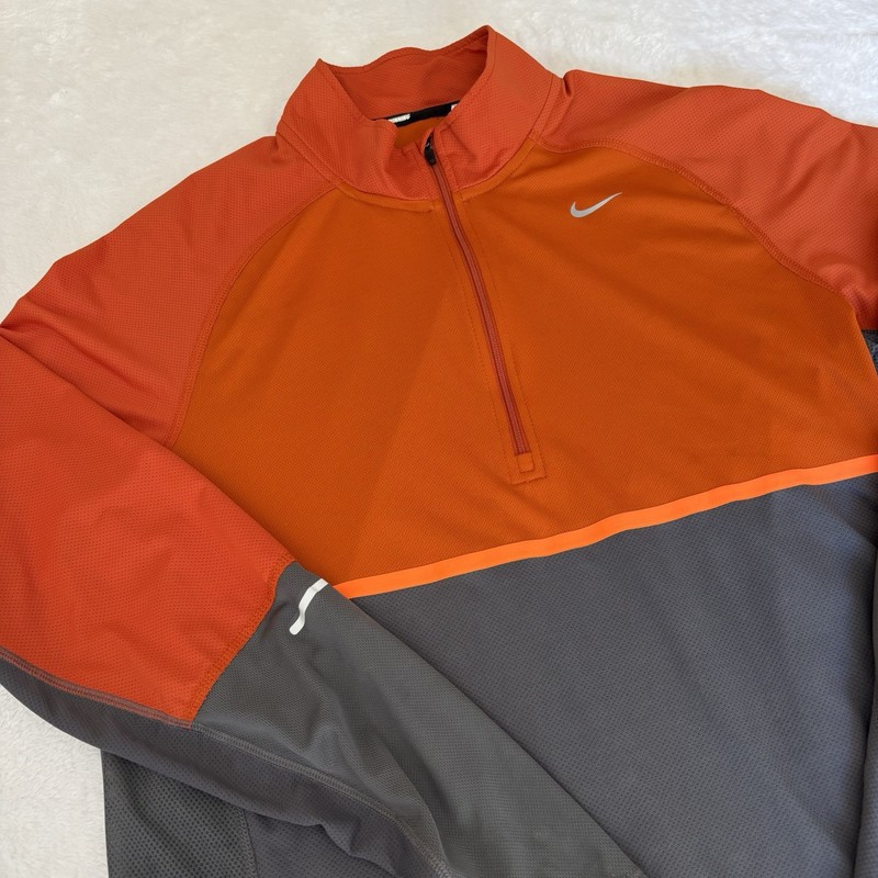 Nike Running Men's Element Pullover 1/2 Zip Orange Gray Top 451256-021 Size L gallery