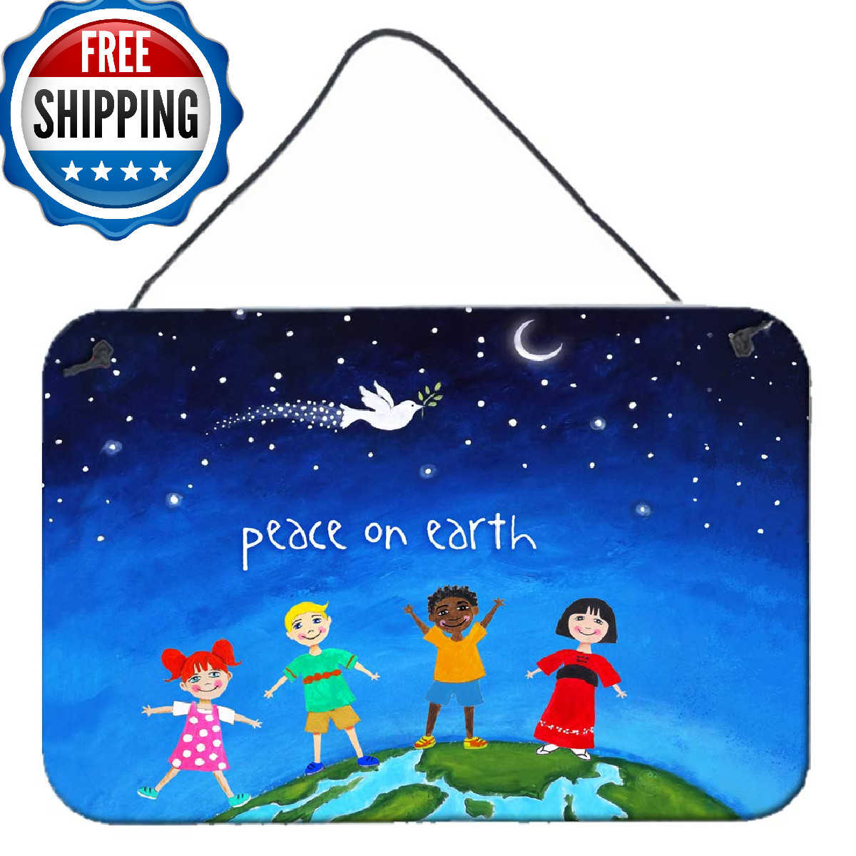 Caroline's Treasures VHA3039DS812 Peace on Earth 8x12" Aluminum Wall Decor gallery