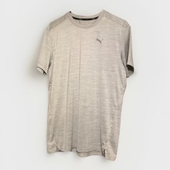 EUC Mens Puma Crew Neck Short Sleeve Tee T-shirt, Grey, Active Athletic, Medium