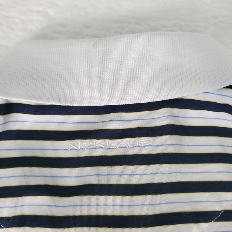 Jack Nicklaus White Striped Golf Polo Shirt Mens Large 100% Polyester gallery