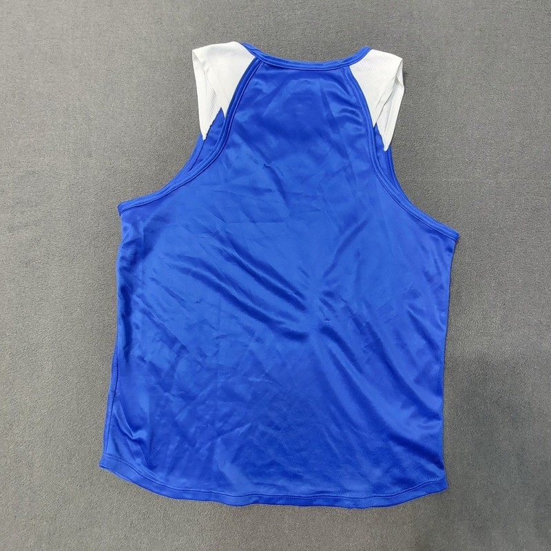 EUC Y2k Nike Dri-FIT Men-S Royal Blue White Mesh Back Running Tank Top Singlet gallery