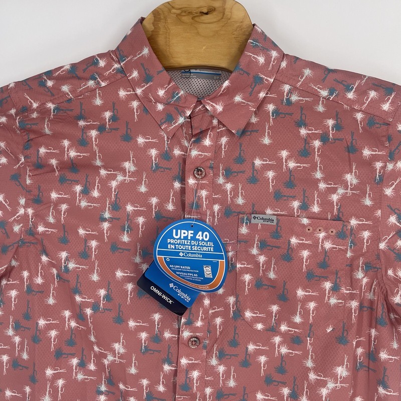 Men's Columbia Super Bluefin Winds Short Sleeve Camp Shirt Orange Size Small gallery