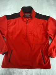 DryJoys By FootJoy Jacket Mens X-Large Red 1/4 Zip Windbreaker Lined Zip Pockets