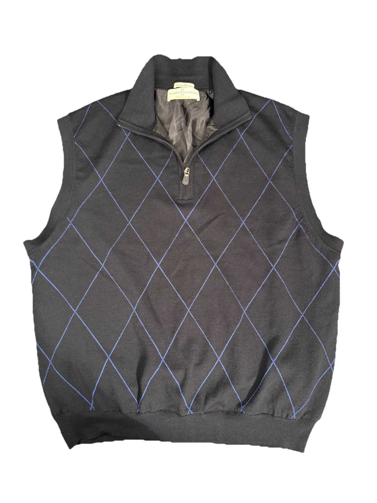 Fairway & Greene Golf Vest Sleeveless Merino Wool Full Zip Black Men’s X Large gallery