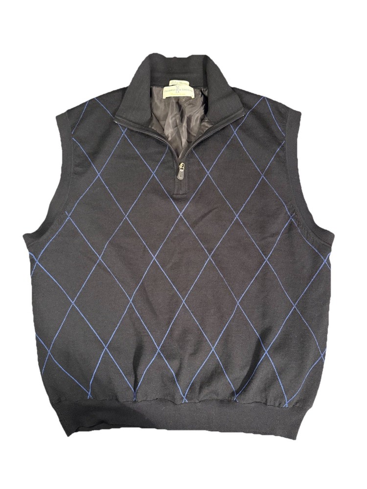 Fairway & Greene Golf Vest Sleeveless Merino Wool Full Zip Black Men’s X Large