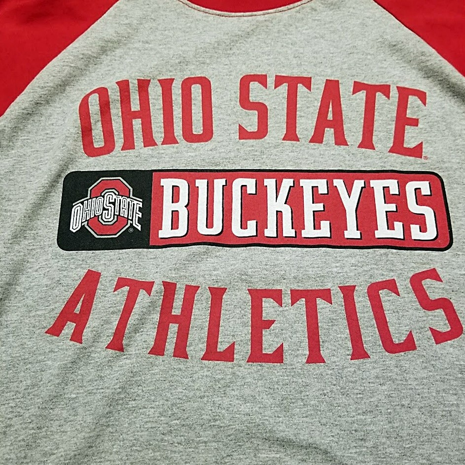 Vintage 90s Ohio State Buckeyes Raglan T-Shirt NOS Deadstock Gray Red XL USA gallery