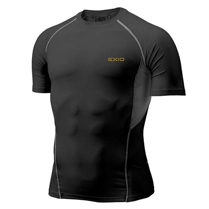 EXIO Mens Compression Base Layer Top Cool Dry Short Sleeve Workout Shirt R04 gallery