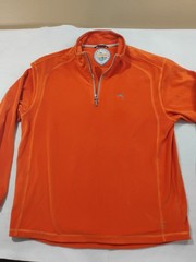 Tommy Bahama Paradise Tech 1/4 Zip Pullover Mens Fleece Sweater Orange Velour XL