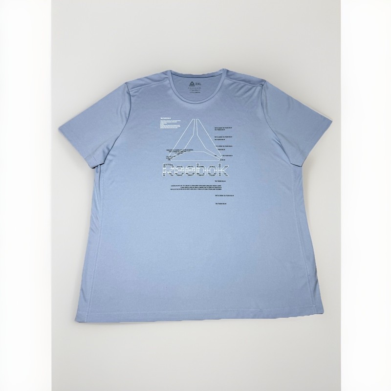 Reebok Speedwick Delta Triangle Work Out L. Grey Blue Tee Shirt Mens Size 2X gallery