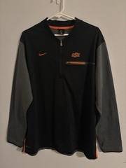 Mens Nike Black Gray Orange Dri-Fit OSU Pullover Shirt Long Sleeve 1/4 Zip XL