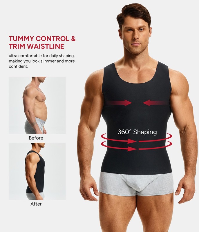 Compression Shirts for Men Slimming Workout Tank Tops Undershirts Vest Sleeve... gallery