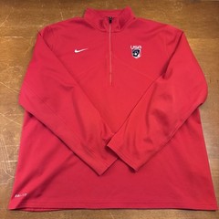 Nike Sweater Mens XL Red USA Lacrosse Dri Fit Element 1/4 Zip Running Thermal