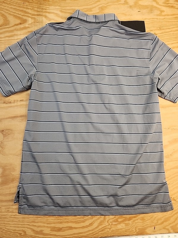 Peter Millar Summer Comfort Shady Oaks Gray Striped Golf Polo Shirt Mens Large gallery