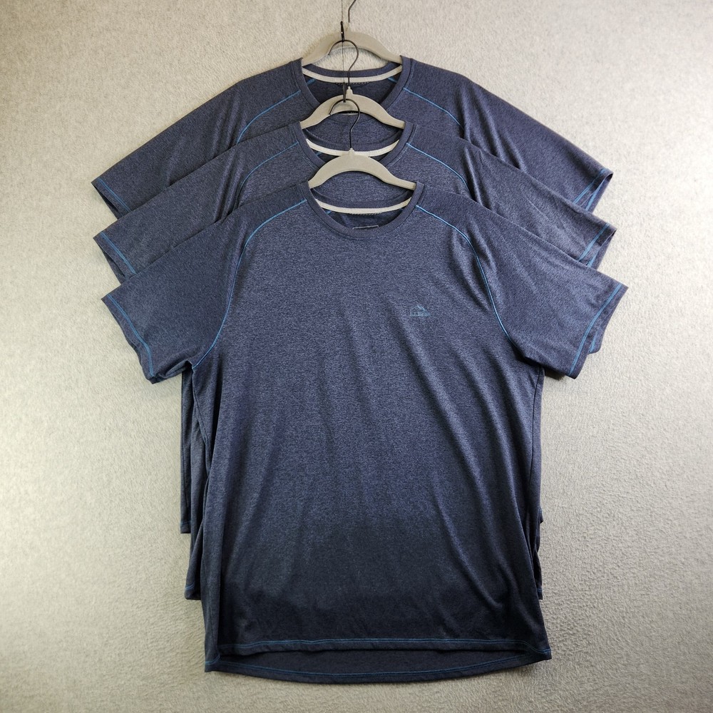 LL Bean Shirt Mens L Tall Blue Slightly Fitted Performance Set Workout Camping