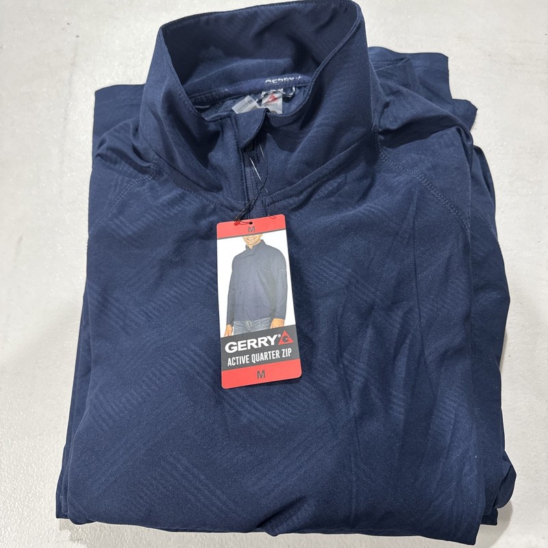 Gerry Men's Active Quarter Zip Full Sleeve Shirt, Blue, M gallery