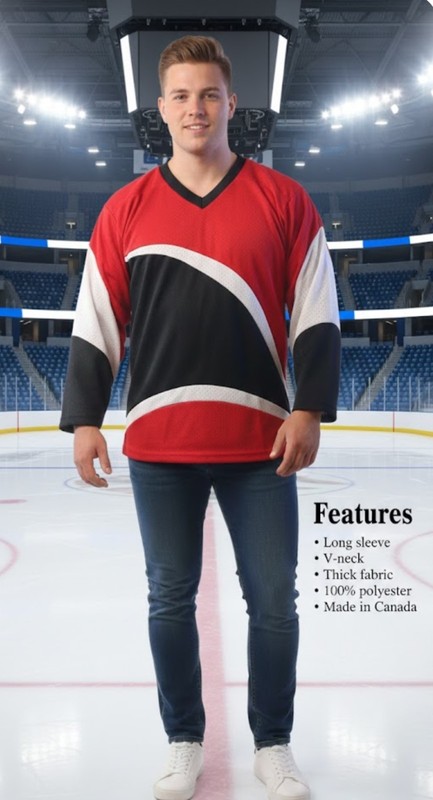 ​VKM Venus Vintage Hockey Jersey Adult Medium Red Black White Made In Canada gallery