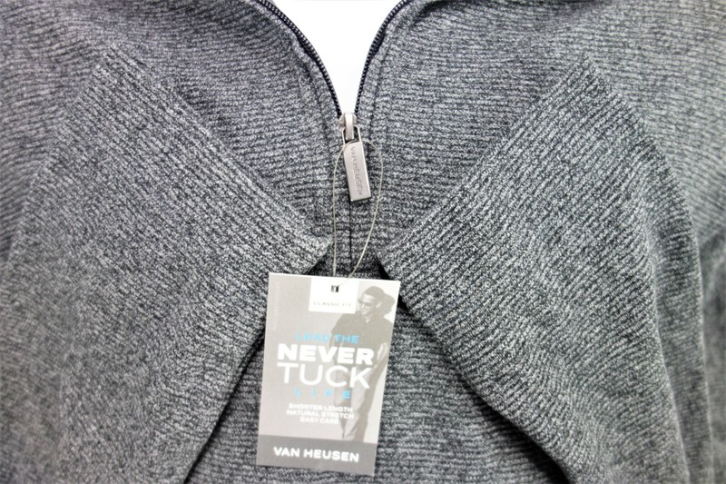 Large Van Heusen Never Tuck Black Otto Pull Over 1/4 Zip gallery