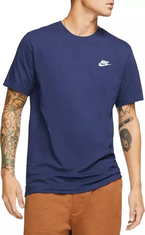 MENS NIKE SPORTSWEAR CLUB T-SHIRT NAVY SMALL NWT
