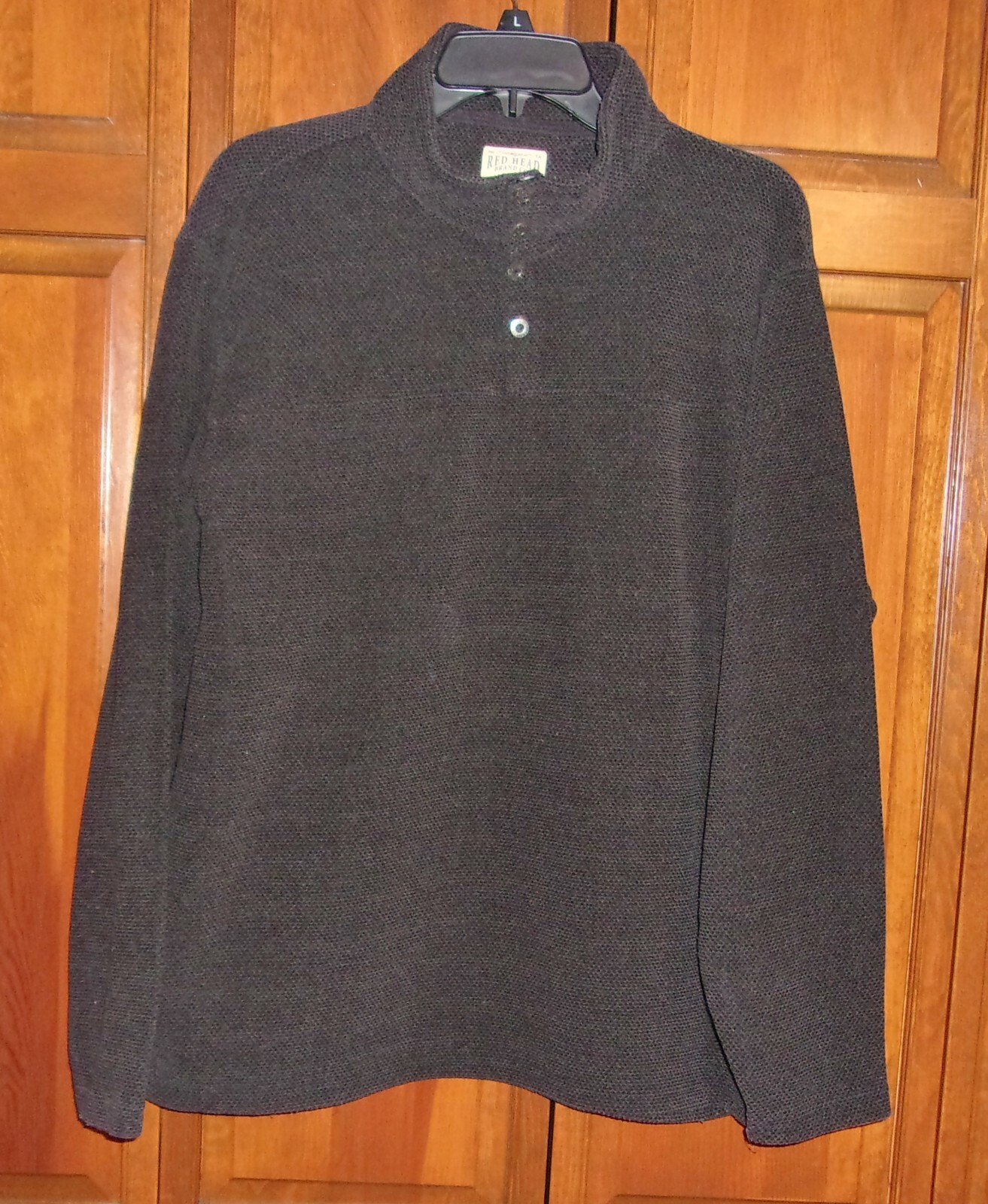 Redhead Pullover Shirt - Medium Weight Washed Out Black Snap Neckline - L gallery