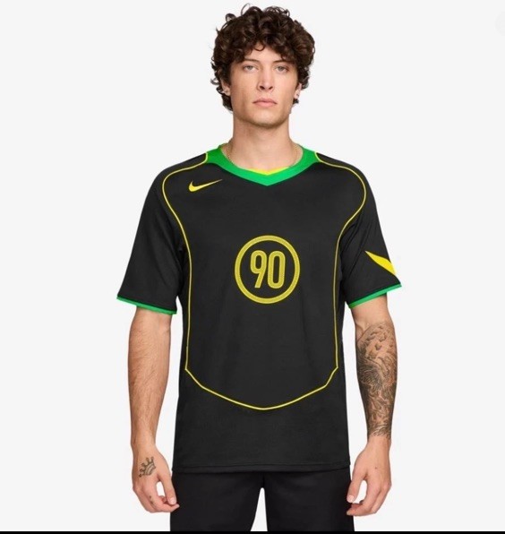 NEW Nike Total 90 Brazil Dri-Fit Loose Soccer Jersey IB4208 010 Blk Green Mens S gallery